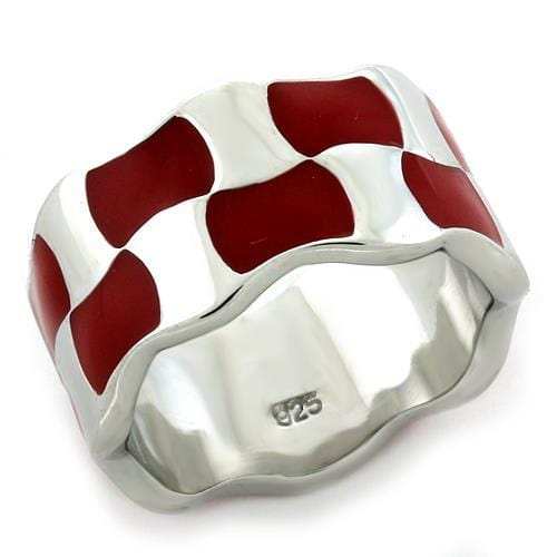 LOAS1125 - Rhodium 925 Sterling Silver Ring with No Stone - Alamode - Flyclothing LLC