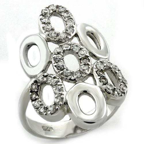 LOAS1127 - High-Polished 925 Sterling Silver Ring with AAA Grade CZ in Clear - Alamode - Flyclothing LLC