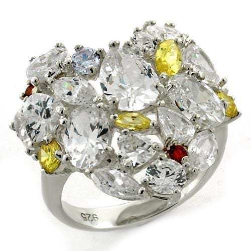 LOAS1129 - High-Polished 925 Sterling Silver Ring with AAA Grade CZ in Multi Color - Alamode - Flyclothing LLC