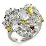 LOAS1129 - High-Polished 925 Sterling Silver Ring with AAA Grade CZ in Multi Color - Alamode - Flyclothing LLC