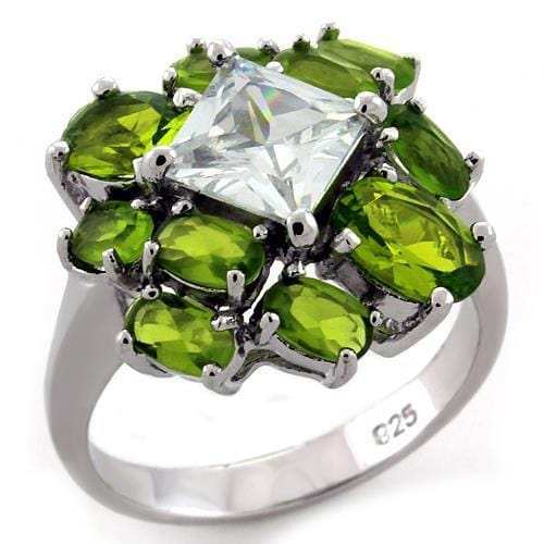 LOAS1130 - Rhodium 925 Sterling Silver Ring with AAA Grade CZ in Clear - Alamode - Flyclothing LLC
