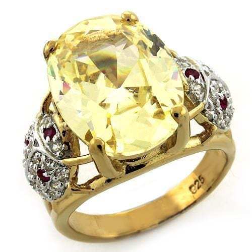 LOAS1143 - Gold 925 Sterling Silver Ring with AAA Grade CZ in Citrine - Alamode - Flyclothing LLC