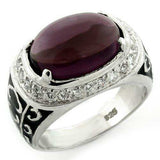 LOAS1148 - High-Polished 925 Sterling Silver Ring with Synthetic Glass Bead in Amethyst - Alamode - Flyclothing LLC