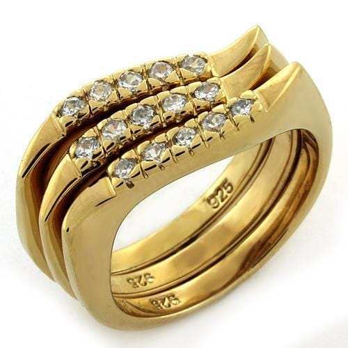 LOAS1150 - Gold 925 Sterling Silver Ring with AAA Grade CZ in Clear - Alamode - Flyclothing LLC