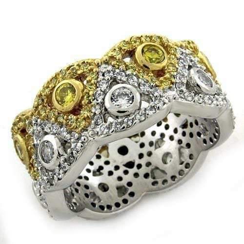 LOAS1151 - Gold+Rhodium 925 Sterling Silver Ring with AAA Grade CZ in Multi Color - Alamode - Flyclothing LLC