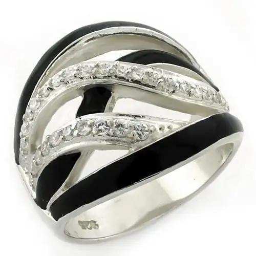 LOAS1152 - High-Polished 925 Sterling Silver Ring with AAA Grade CZ in Clear - Alamode - Flyclothing LLC