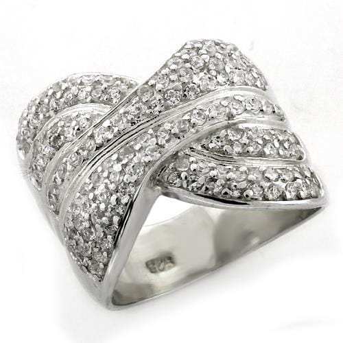 LOAS1154 - High-Polished 925 Sterling Silver Ring with AAA Grade CZ in Clear - Alamode - Flyclothing LLC