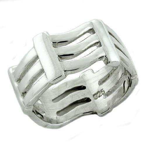 LOAS1157 - High-Polished 925 Sterling Silver Ring with No Stone - Alamode - Flyclothing LLC