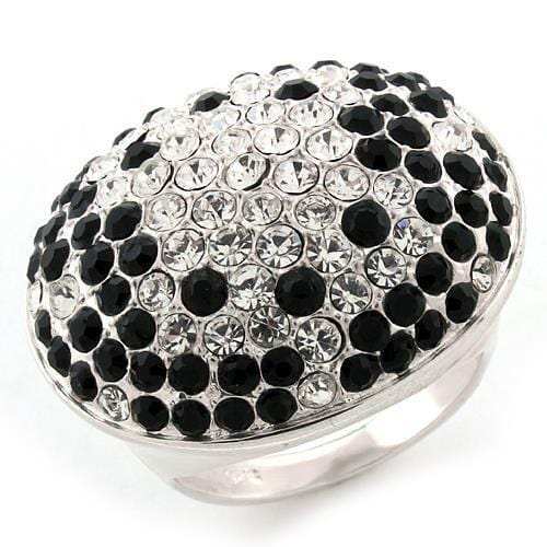 LOAS1160 - High-Polished 925 Sterling Silver Ring with Top Grade Crystal in Multi Color - Alamode - Flyclothing LLC