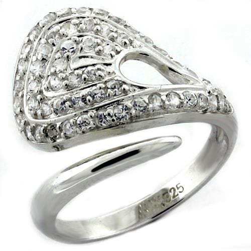 LOAS1161 - High-Polished 925 Sterling Silver Ring with AAA Grade CZ in Clear - Alamode - Flyclothing LLC