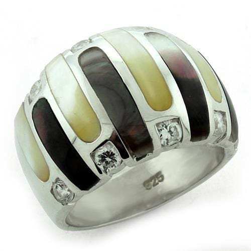 LOAS1167 - High-Polished 925 Sterling Silver Ring with Precious Stone Conch in Multi Color - Alamode - Flyclothing LLC