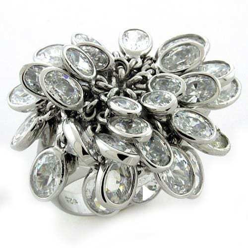 LOAS1168 - Rhodium 925 Sterling Silver Ring with AAA Grade CZ in Clear - Alamode - Flyclothing LLC