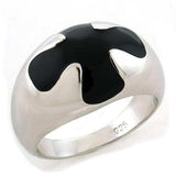 LOAS1169 - Rhodium 925 Sterling Silver Ring with Epoxy in Jet - Alamode - Flyclothing LLC