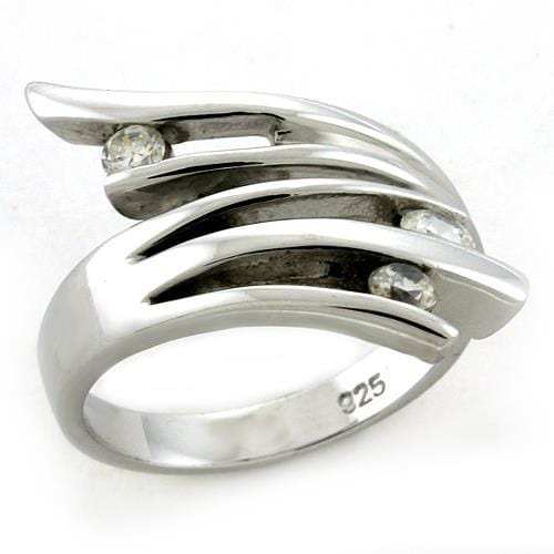LOAS1170 - Rhodium 925 Sterling Silver Ring with Top Grade Crystal in Clear - Alamode - Flyclothing LLC