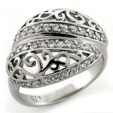 LOAS1174 - Rhodium 925 Sterling Silver Ring with AAA Grade CZ in Clear - Alamode - Flyclothing LLC