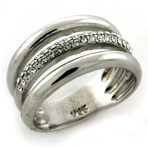 LOAS1176 - Rhodium 925 Sterling Silver Ring with Top Grade Crystal in Clear - Alamode - Flyclothing LLC