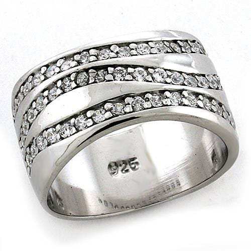 LOAS1178 - Rhodium 925 Sterling Silver Ring with AAA Grade CZ in Clear - Alamode - Flyclothing LLC