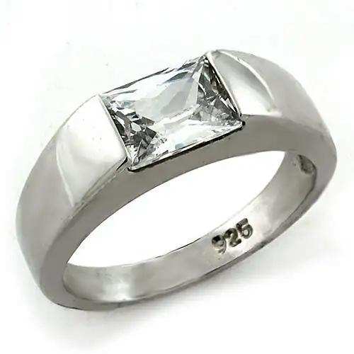 LOAS1179 - Rhodium 925 Sterling Silver Ring with AAA Grade CZ in Clear - Alamode - Flyclothing LLC