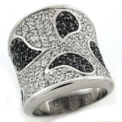 LOAS1182 - Reverse Two-Tone 925 Sterling Silver Ring with AAA Grade CZ in Multi Color - Alamode - Flyclothing LLC
