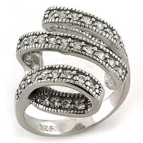LOAS1183 - Rhodium 925 Sterling Silver Ring with AAA Grade CZ in Clear - Alamode - Flyclothing LLC