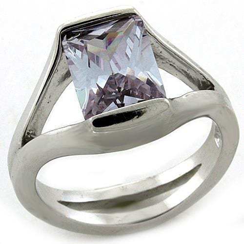 LOAS1185 - Rhodium 925 Sterling Silver Ring with AAA Grade CZ in Amethyst - Alamode - Flyclothing LLC