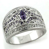 LOAS1186 - Rhodium 925 Sterling Silver Ring with AAA Grade CZ in Amethyst - Alamode - Flyclothing LLC