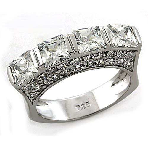 LOAS1188 - Rhodium 925 Sterling Silver Ring with AAA Grade CZ in Clear - Alamode - Flyclothing LLC