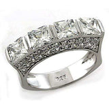 LOAS1188 - Rhodium 925 Sterling Silver Ring with AAA Grade CZ in Clear - Alamode - Flyclothing LLC