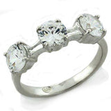 LOAS1189 - High-Polished 925 Sterling Silver Ring with AAA Grade CZ in Clear - Alamode - Flyclothing LLC