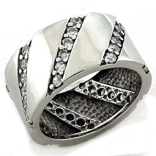 LOAS1192 - Rhodium 925 Sterling Silver Ring with AAA Grade CZ in Clear - Alamode - Flyclothing LLC