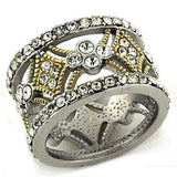 LOAS1193 - Gold+Rhodium 925 Sterling Silver Ring with Top Grade Crystal in Clear - Alamode - Flyclothing LLC