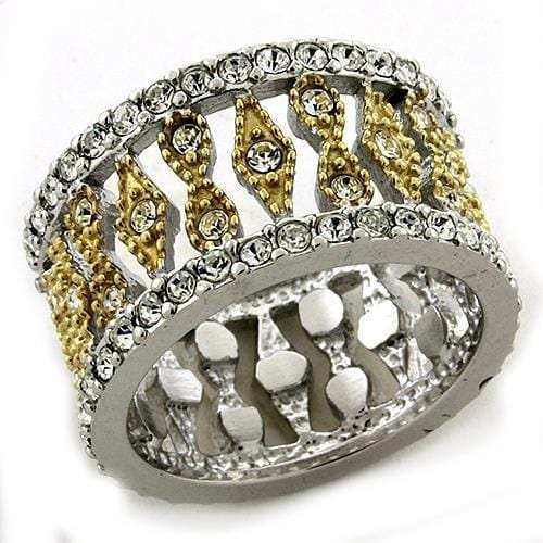 LOAS1194 - Gold+Rhodium 925 Sterling Silver Ring with Top Grade Crystal in Clear - Alamode - Flyclothing LLC