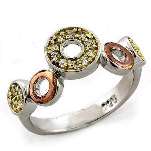 LOAS1204 - Gold+Rhodium 925 Sterling Silver Ring with AAA Grade CZ in Clear - Alamode - Flyclothing LLC