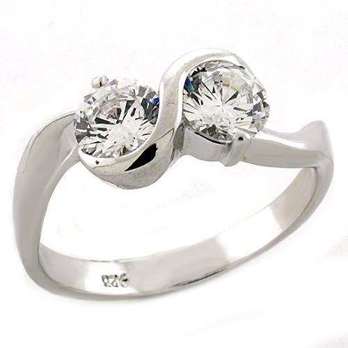 LOAS1210 - Rhodium 925 Sterling Silver Ring with AAA Grade CZ in Clear - Alamode - Flyclothing LLC