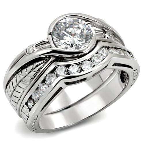 LOAS1215 - Rhodium 925 Sterling Silver Ring with AAA Grade CZ in Clear - Alamode - Flyclothing LLC