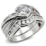 LOAS1215 - Rhodium 925 Sterling Silver Ring with AAA Grade CZ in Clear - Alamode - Flyclothing LLC