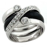 LOAS1218 - Rhodium 925 Sterling Silver Ring with AAA Grade CZ in Clear - Alamode - Flyclothing LLC