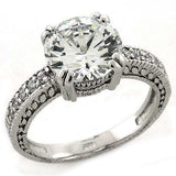 LOAS1223 - Rhodium 925 Sterling Silver Ring with AAA Grade CZ in Clear - Alamode - Flyclothing LLC