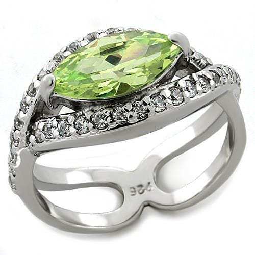 LOAS1225 - Rhodium 925 Sterling Silver Ring with AAA Grade CZ in Apple Green color - Alamode - Flyclothing LLC