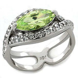 LOAS1225 - Rhodium 925 Sterling Silver Ring with AAA Grade CZ in Apple Green color - Alamode - Flyclothing LLC