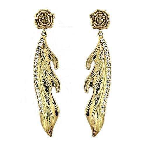 LOAS1313 - Gold 925 Sterling Silver Earrings with AAA Grade CZ in Clear - Alamode - Flyclothing LLC