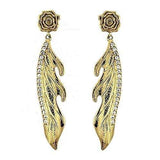 LOAS1313 - Gold 925 Sterling Silver Earrings with AAA Grade CZ in Clear - Alamode - Flyclothing LLC