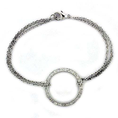 LOAS1317 - High polished (no plating) 925 Sterling Silver Bracelet with AAA Grade CZ in Clear - Alamode - Flyclothing LLC