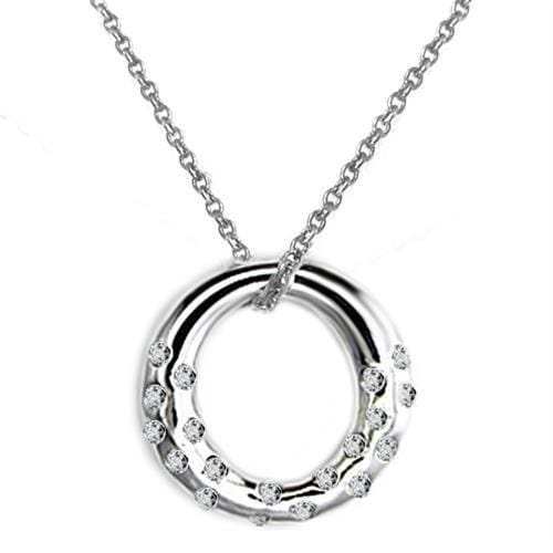 LOAS1319 - High polished (no plating) 925 Sterling Silver Chain Pendant with AAA Grade CZ in Clear - Alamode - Flyclothing LLC