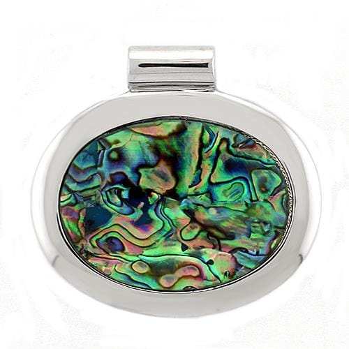 LOAS1323 - Rhodium Plated 925 Sterling Silver Pendant with Natural Conch in Rainbow color - Alamode - Flyclothing LLC