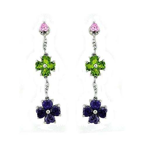 LOAS1327 - Rhodium 925 Sterling Silver Earrings with AAA Grade CZ in Multi Color - Alamode - Flyclothing LLC
