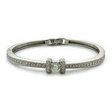 LOAS1329 - Rhodium 925 Sterling Silver Bangle with AAA Grade CZ in Clear - Alamode - Flyclothing LLC