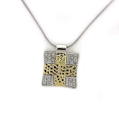 LOAS1331 - Gold+Rhodium 925 Sterling Silver Chain Pendant with AAA Grade CZ in Clear - Alamode - Flyclothing LLC