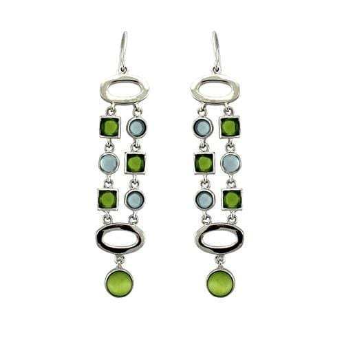 LOAS1334 - Rhodium 925 Sterling Silver Earrings with AAA Grade CZ in Peridot - Alamode - Flyclothing LLC
