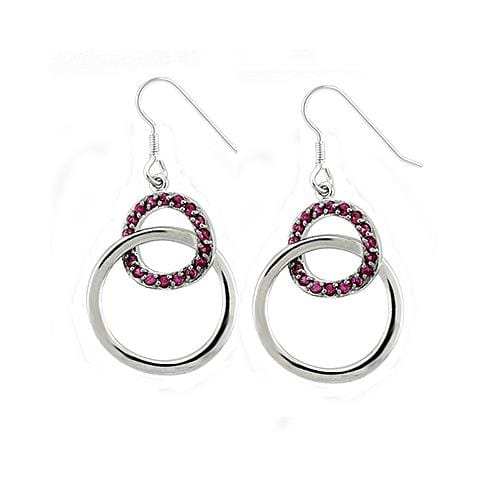 LOAS1340 - Rhodium 925 Sterling Silver Earrings with AAA Grade CZ in Siam - Alamode - Flyclothing LLC